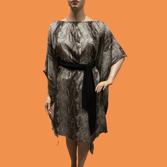 Igigi Kaftan Caftan Size 18/20 Neutral Brown Beige Snakeskin Print Midi Sash NWT - Picture 7 of 15